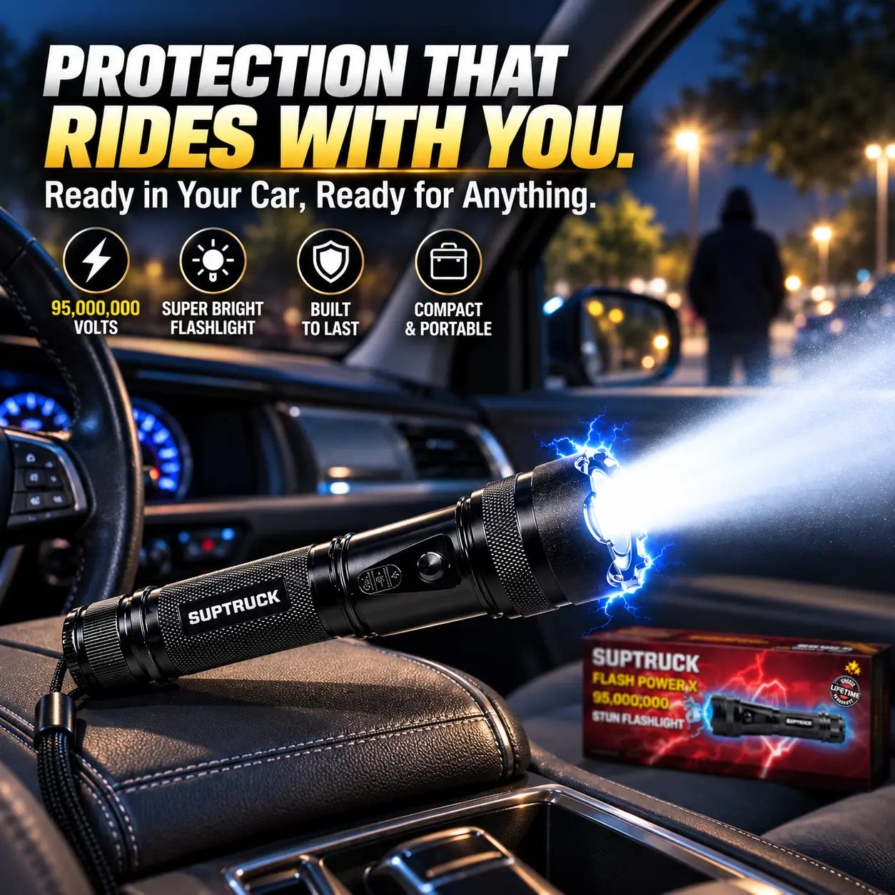 💥 2026 Hot Deals 70% OFF ️🔦 SUPTRUCK™ Flash Power X95 Hi-Tech Flashlight ⚡ Defend with Max Power
