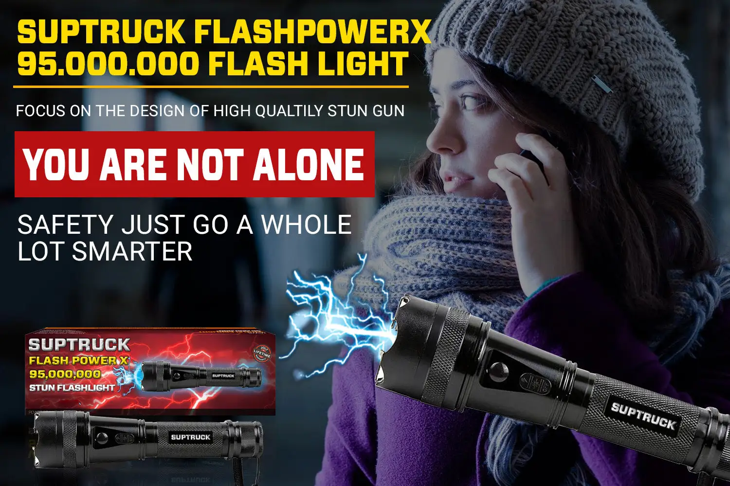 💥 2026 Hot Deals 70% OFF ️🔦 SUPTRUCK™ Flash Power X95 Hi-Tech Flashlight ⚡ Defend with Max Power